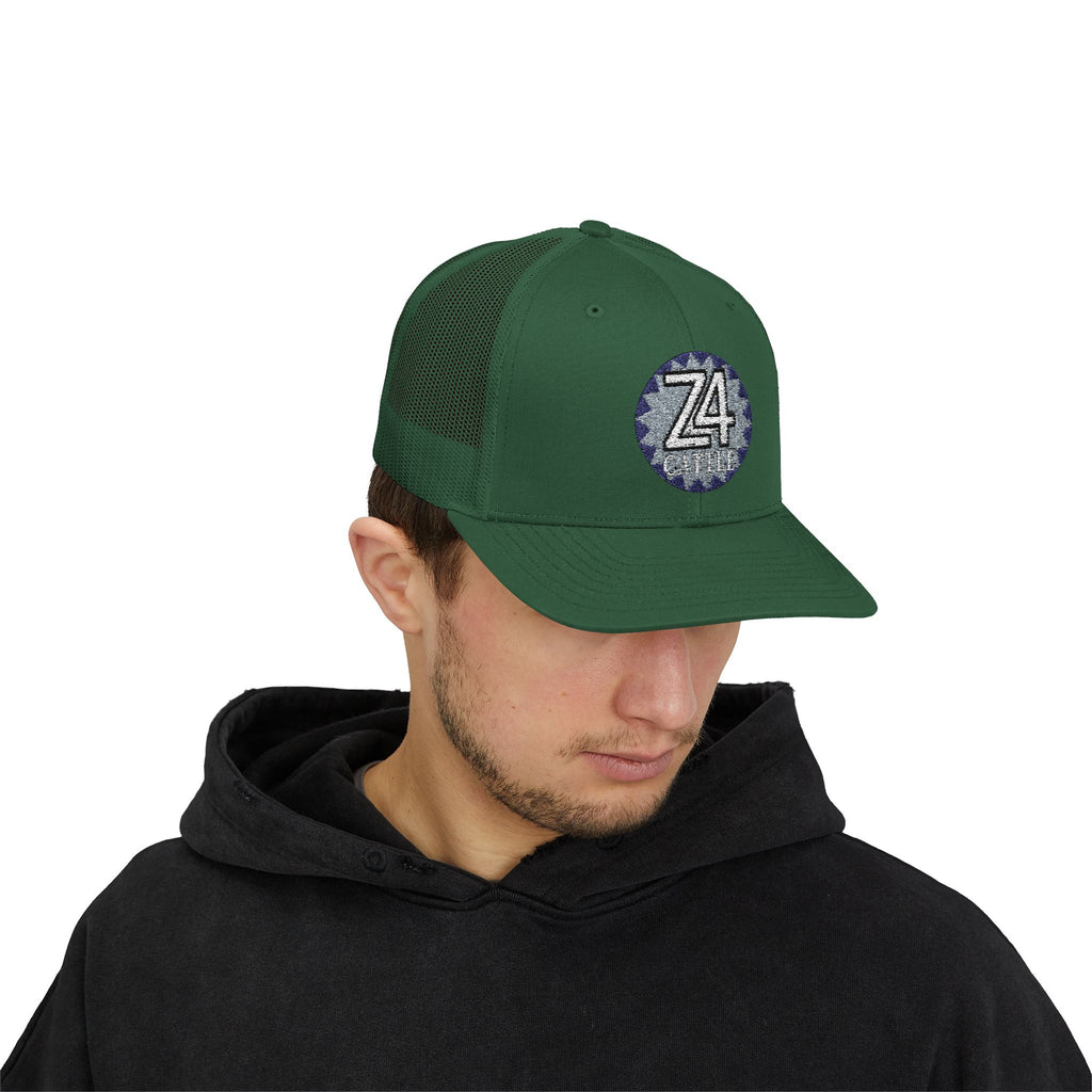 Z4 Embroidered Trucker Cap — Vintage Denim Patch Snapback