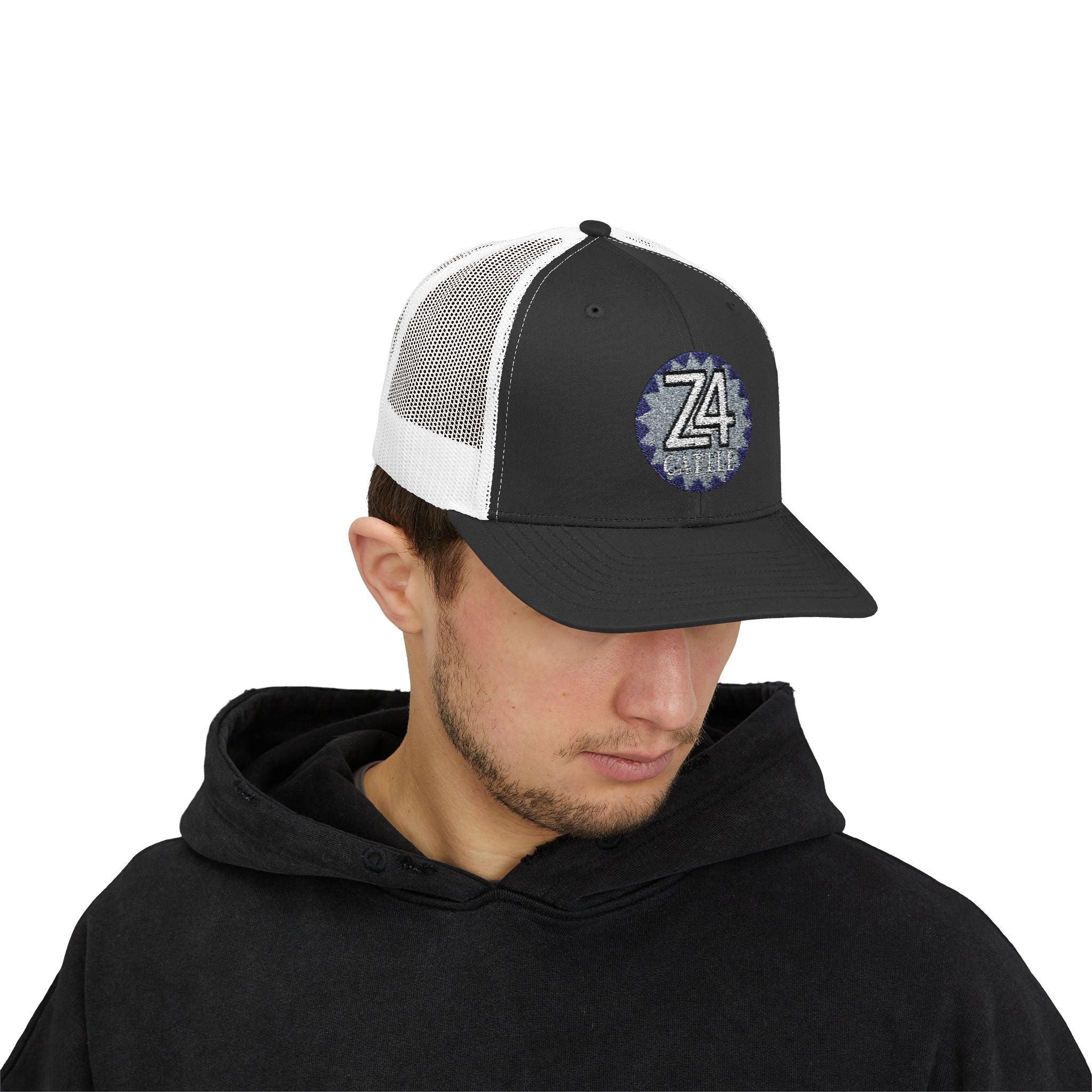 Z4 Embroidered Trucker Cap — Vintage Denim Patch Snapback