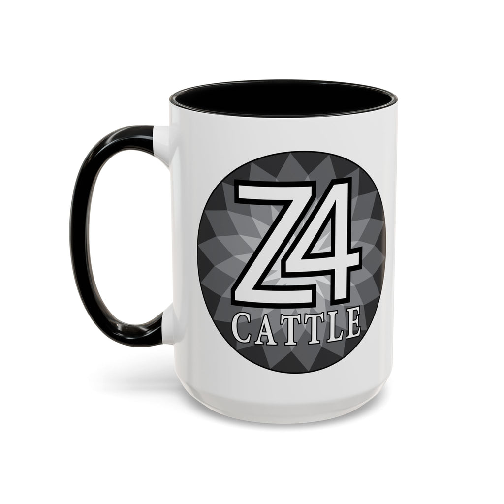 Z4 Cattle Accent Coffee Mug – Black Handle & Rim, Farm Ranch Livestock Gift