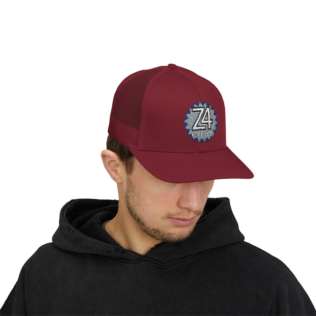 Z4 Embroidered Trucker Cap — Vintage Denim Patch Snapback