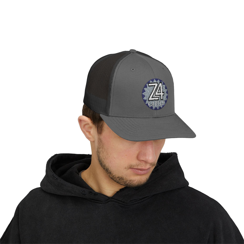 Z4 Embroidered Trucker Cap — Vintage Denim Patch Snapback