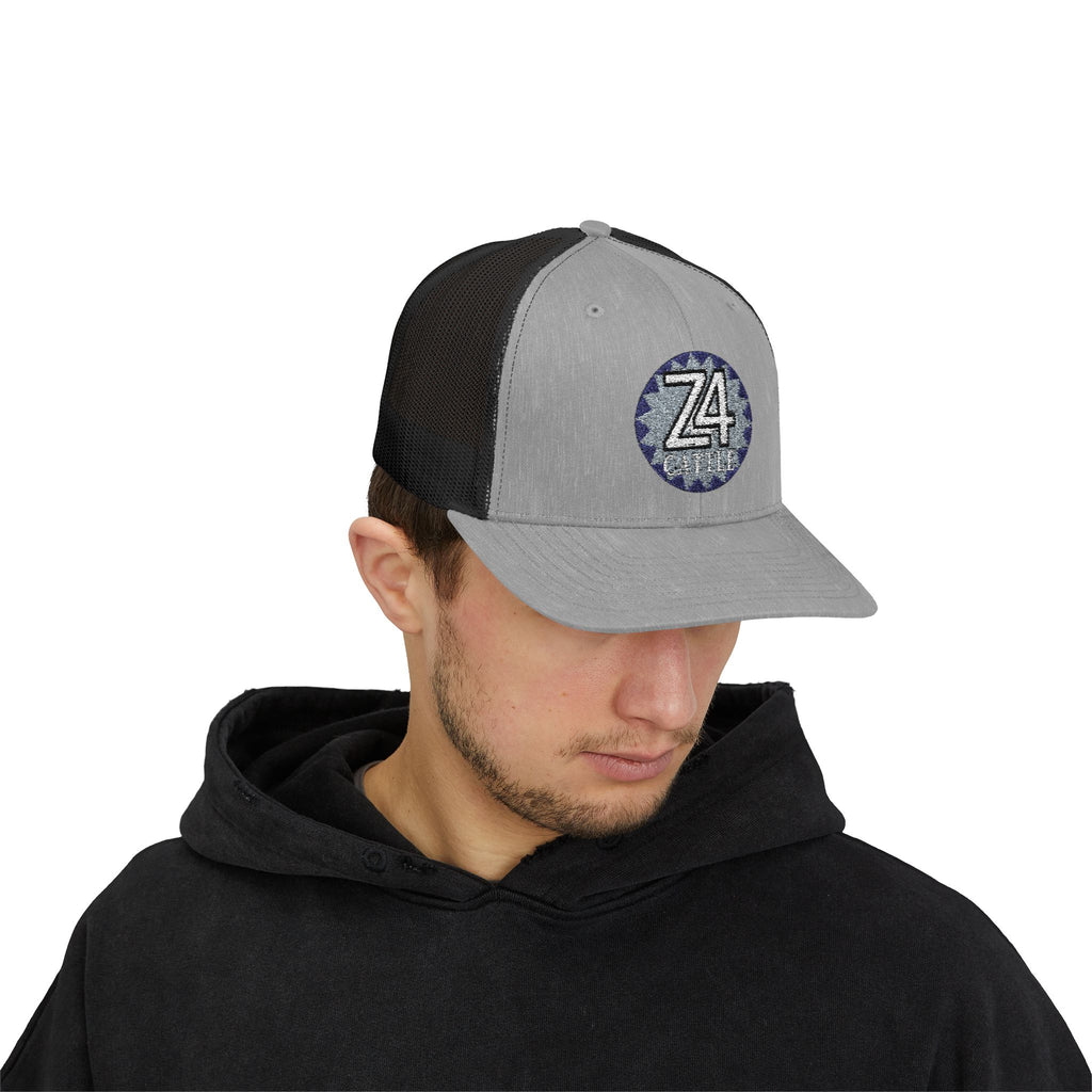Z4 Embroidered Trucker Cap — Vintage Denim Patch Snapback