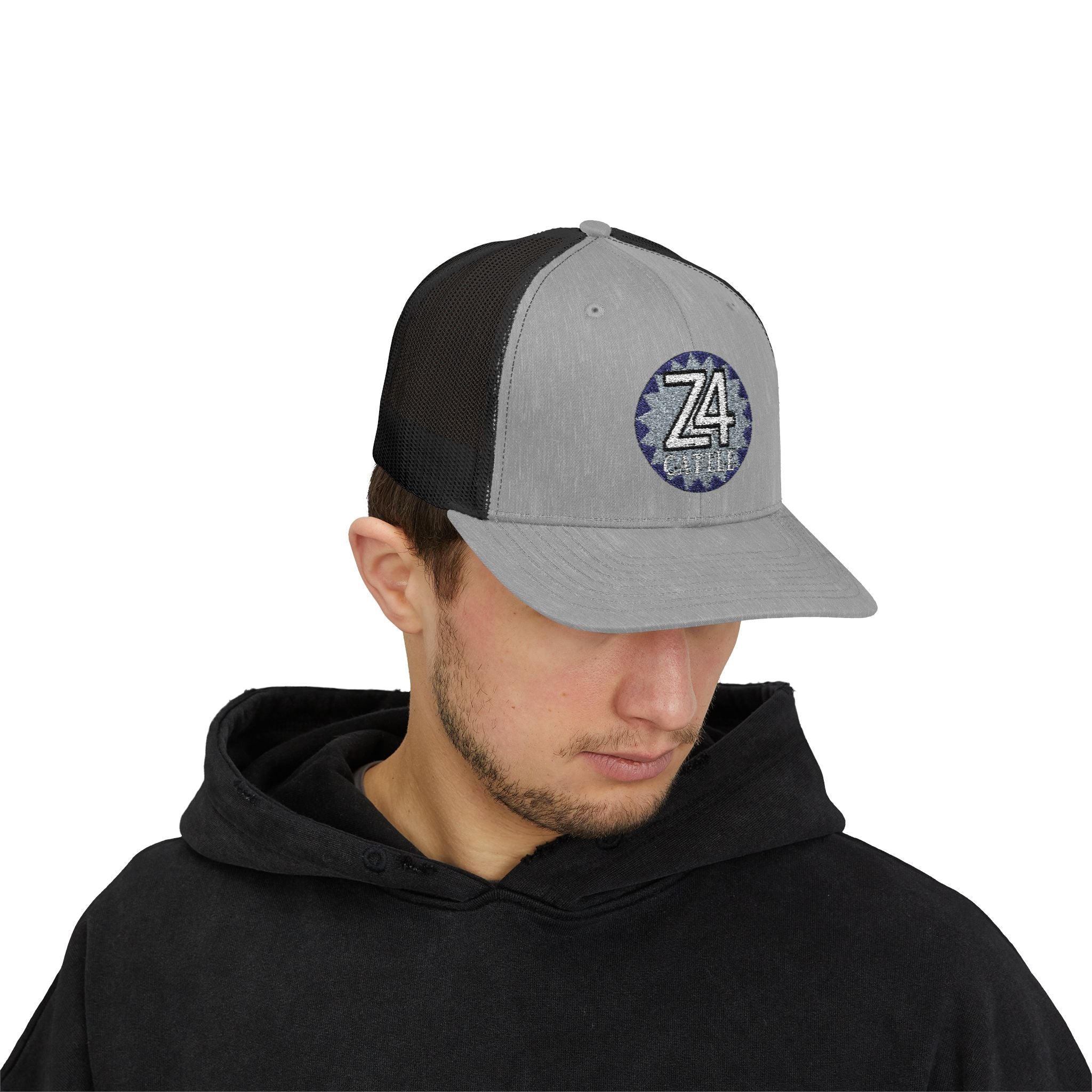 Z4 Embroidered Trucker Cap — Vintage Denim Patch Snapback