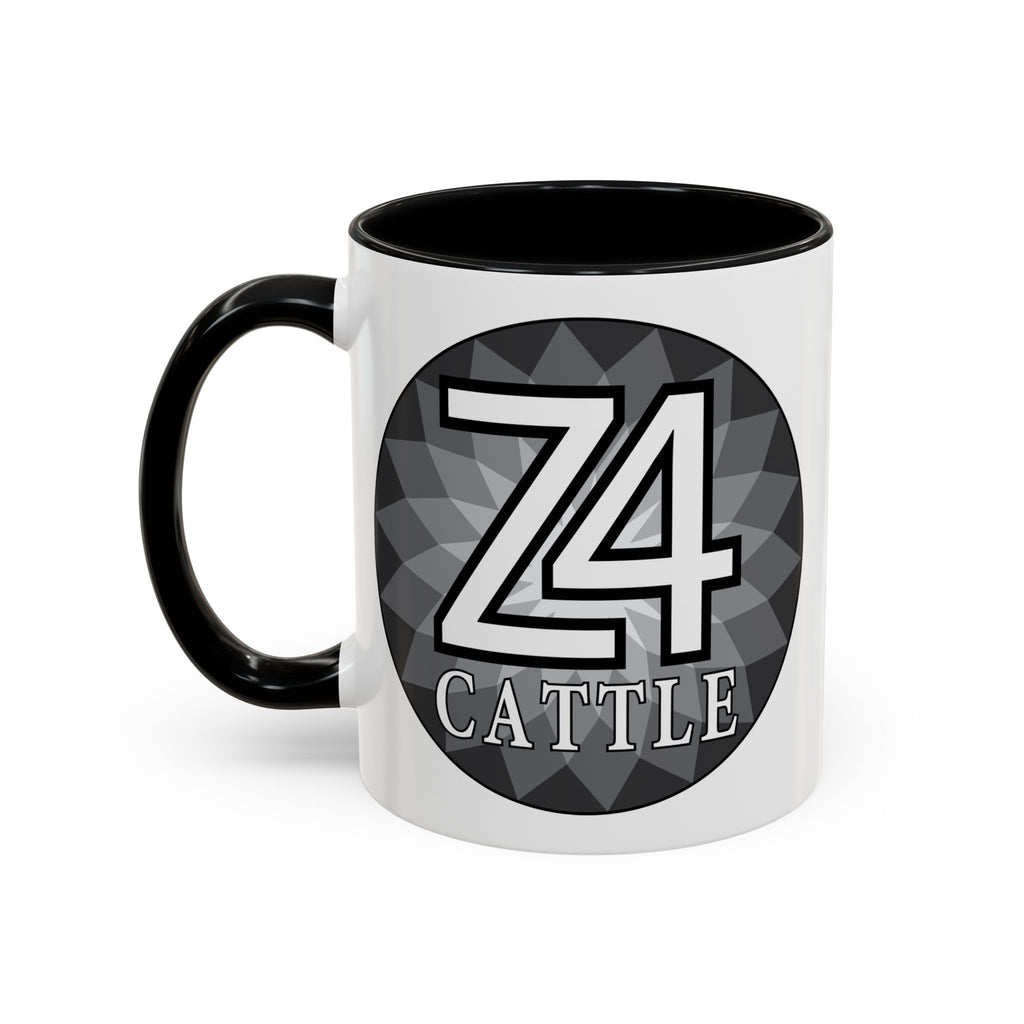 Z4 Cattle Accent Coffee Mug – Black Handle & Rim, Farm Ranch Livestock Gift