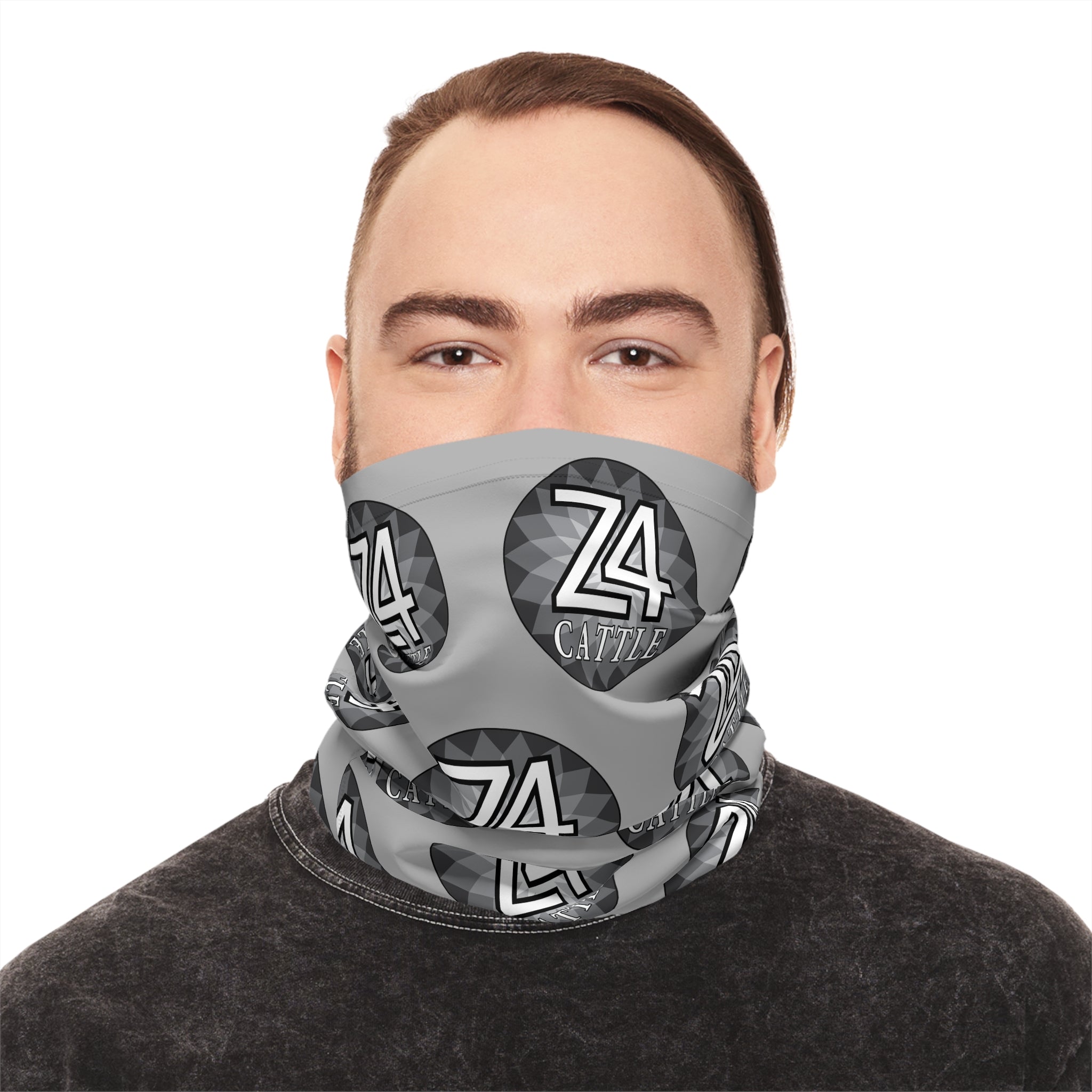 Z4 Logo Pattern Neck Gaiter — Gray Tactical Face & Neck Tube