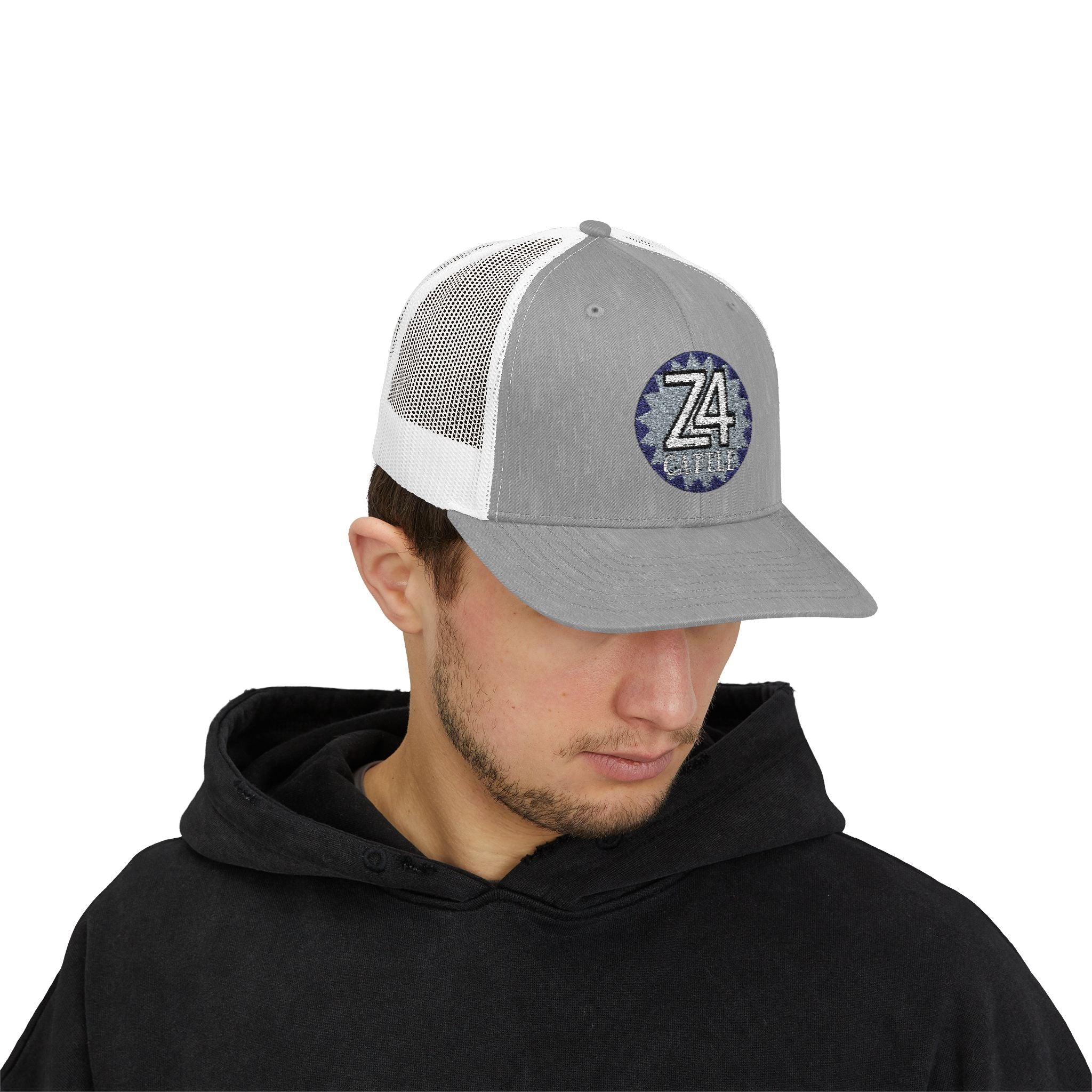 Z4 Embroidered Trucker Cap — Vintage Denim Patch Snapback