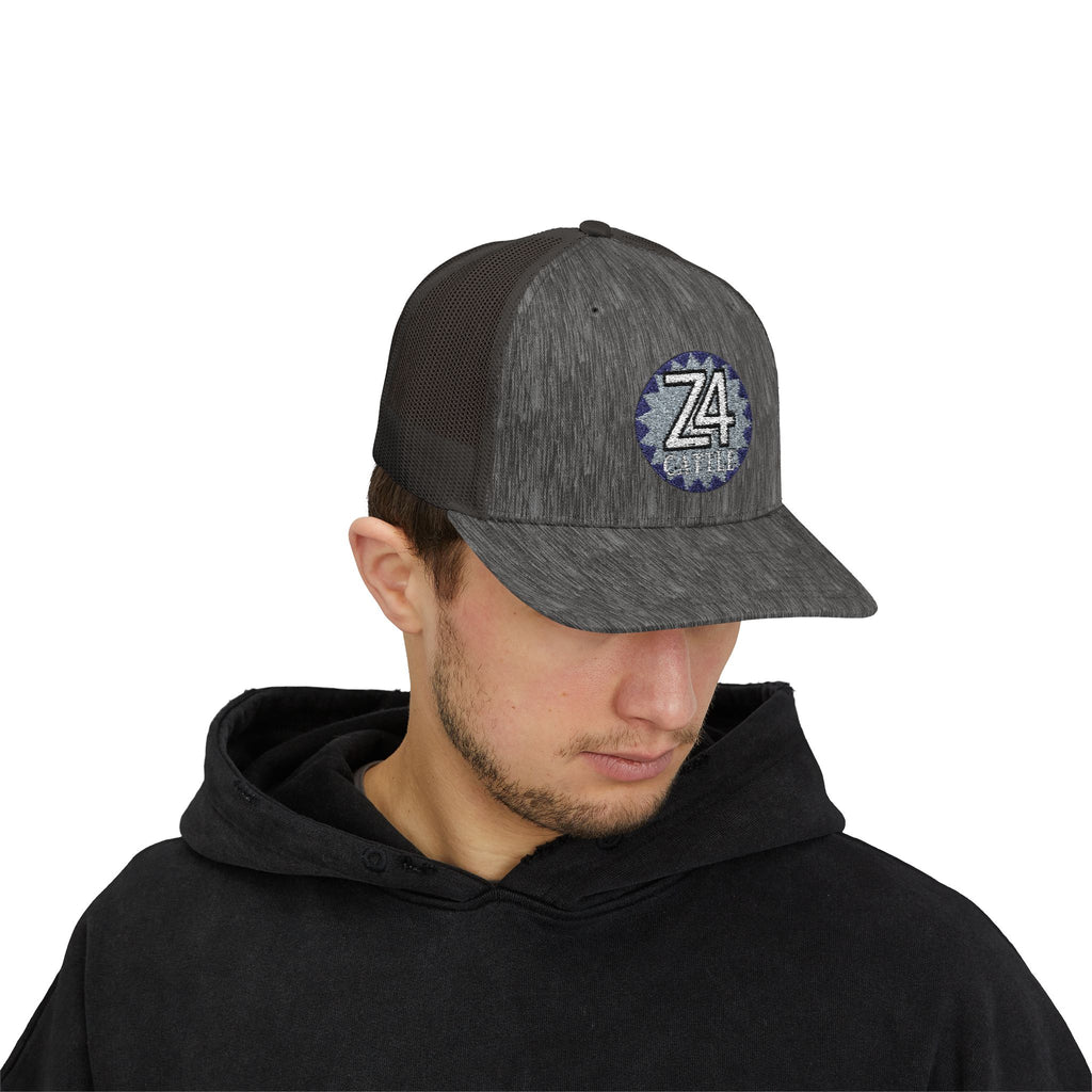 Z4 Embroidered Trucker Cap — Vintage Denim Patch Snapback