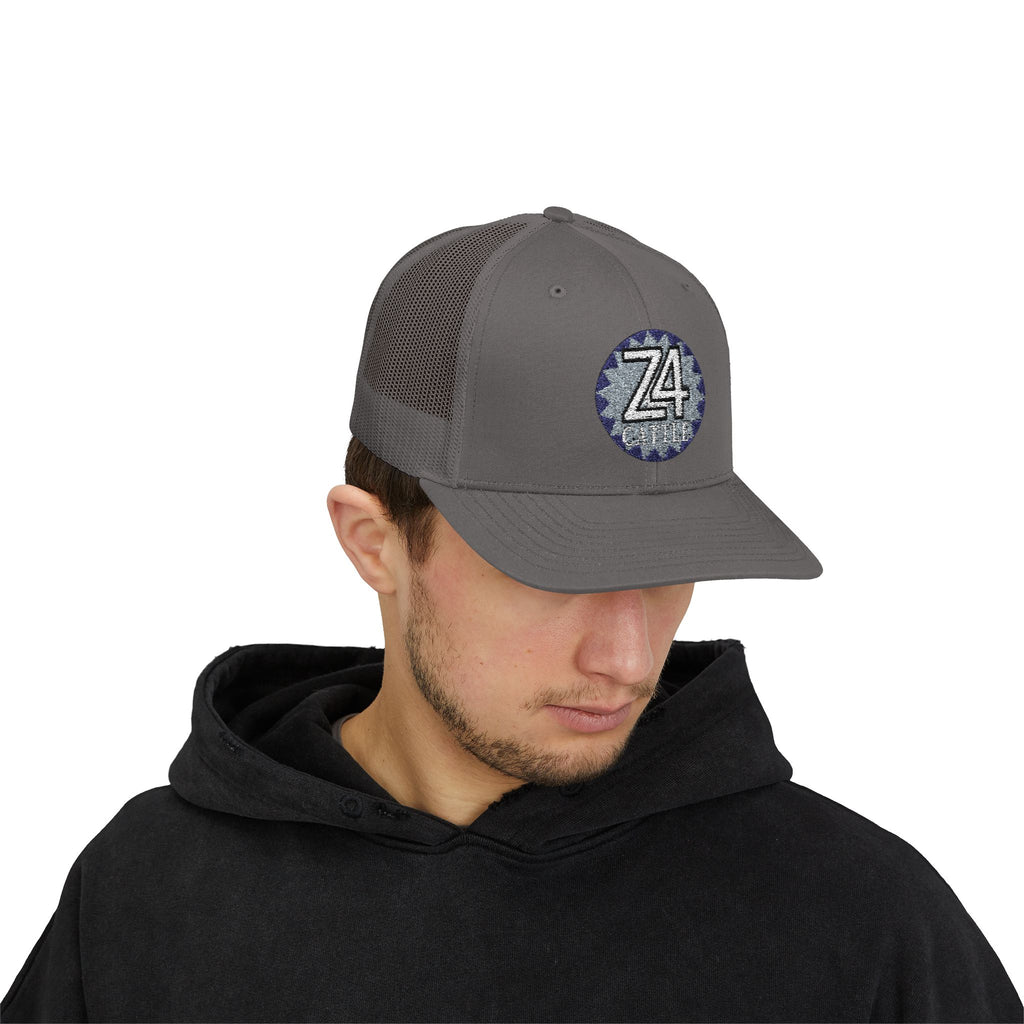 Z4 Embroidered Trucker Cap — Vintage Denim Patch Snapback