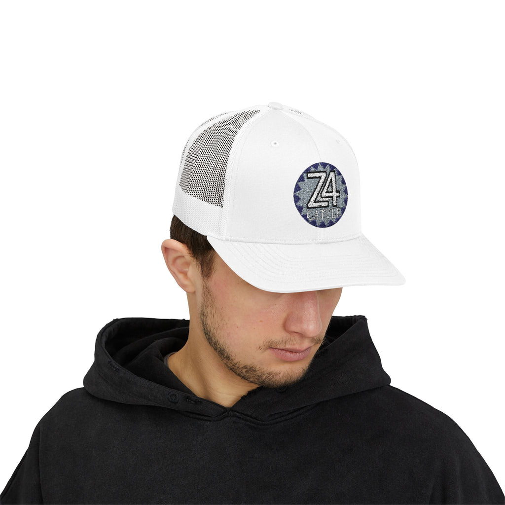 Z4 Embroidered Trucker Cap — Vintage Denim Patch Snapback