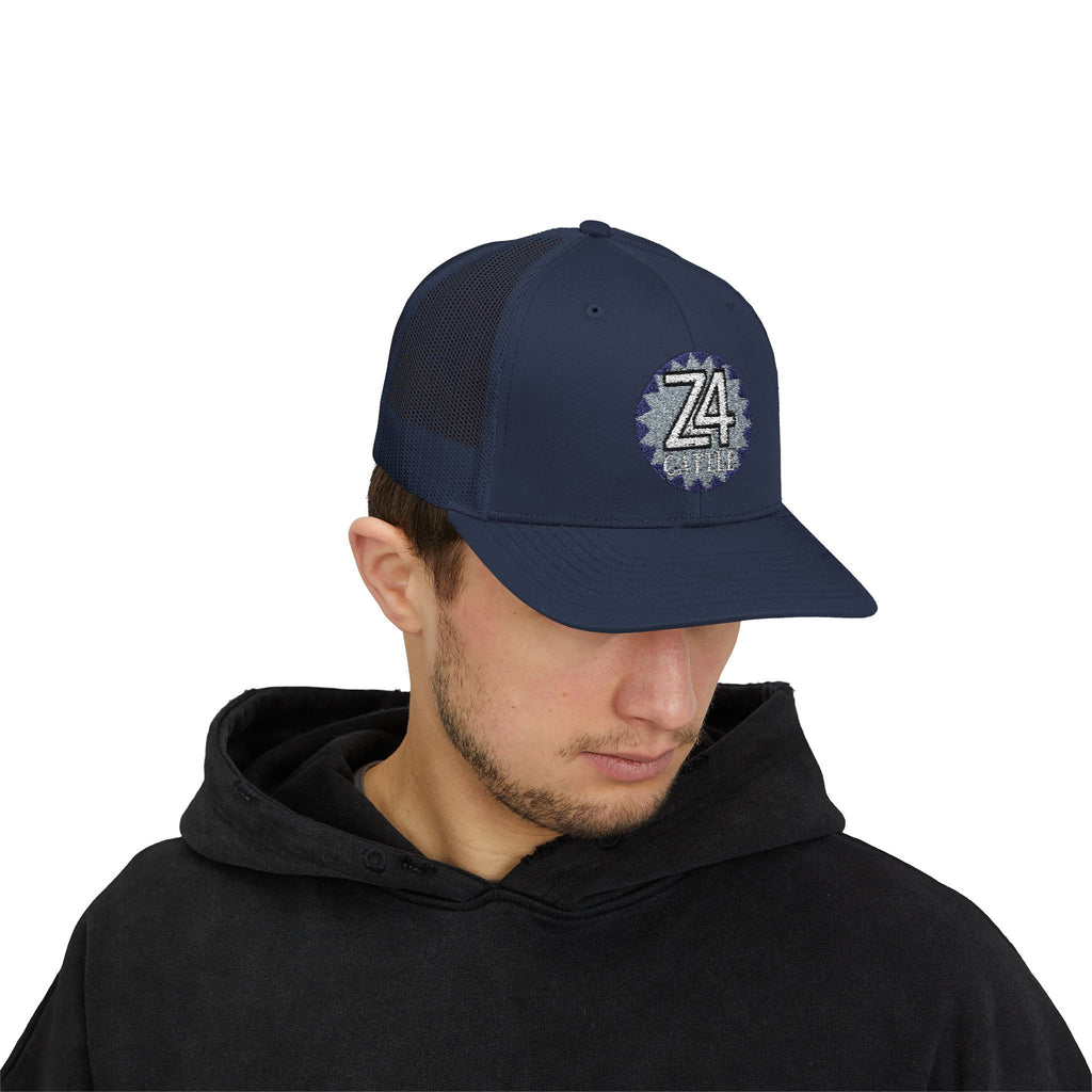 Z4 Embroidered Trucker Cap — Vintage Denim Patch Snapback