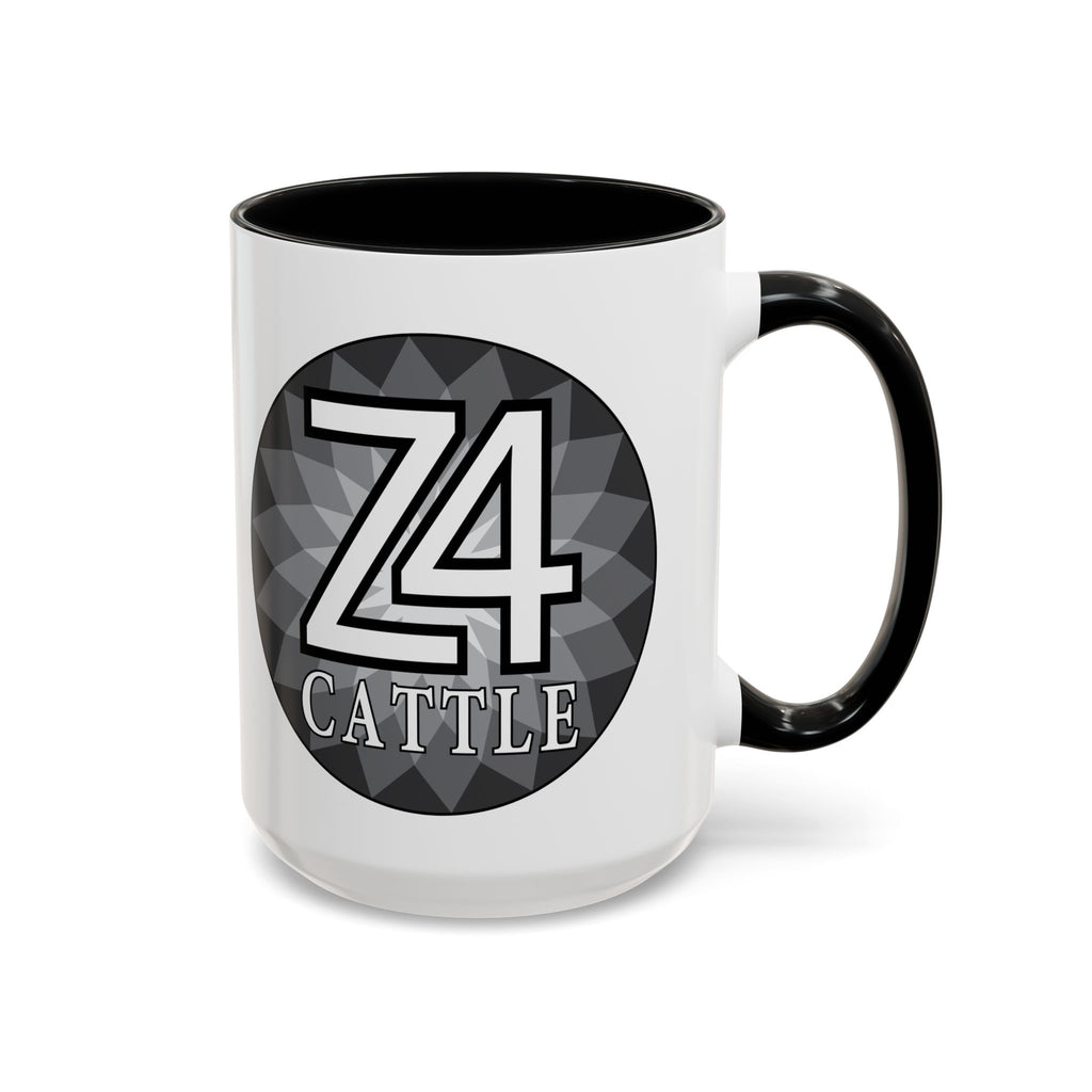 Z4 Cattle Accent Coffee Mug – Black Handle & Rim, Farm Ranch Livestock Gift