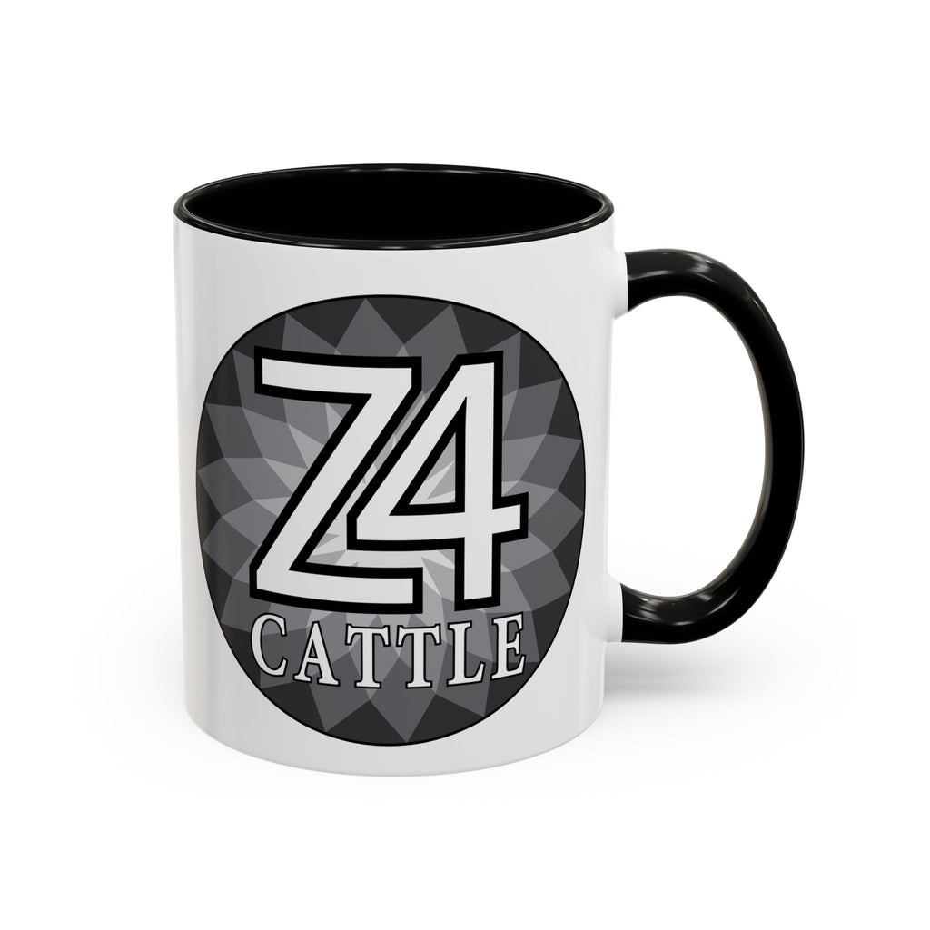 Z4 Cattle Accent Coffee Mug – Black Handle & Rim, Farm Ranch Livestock Gift