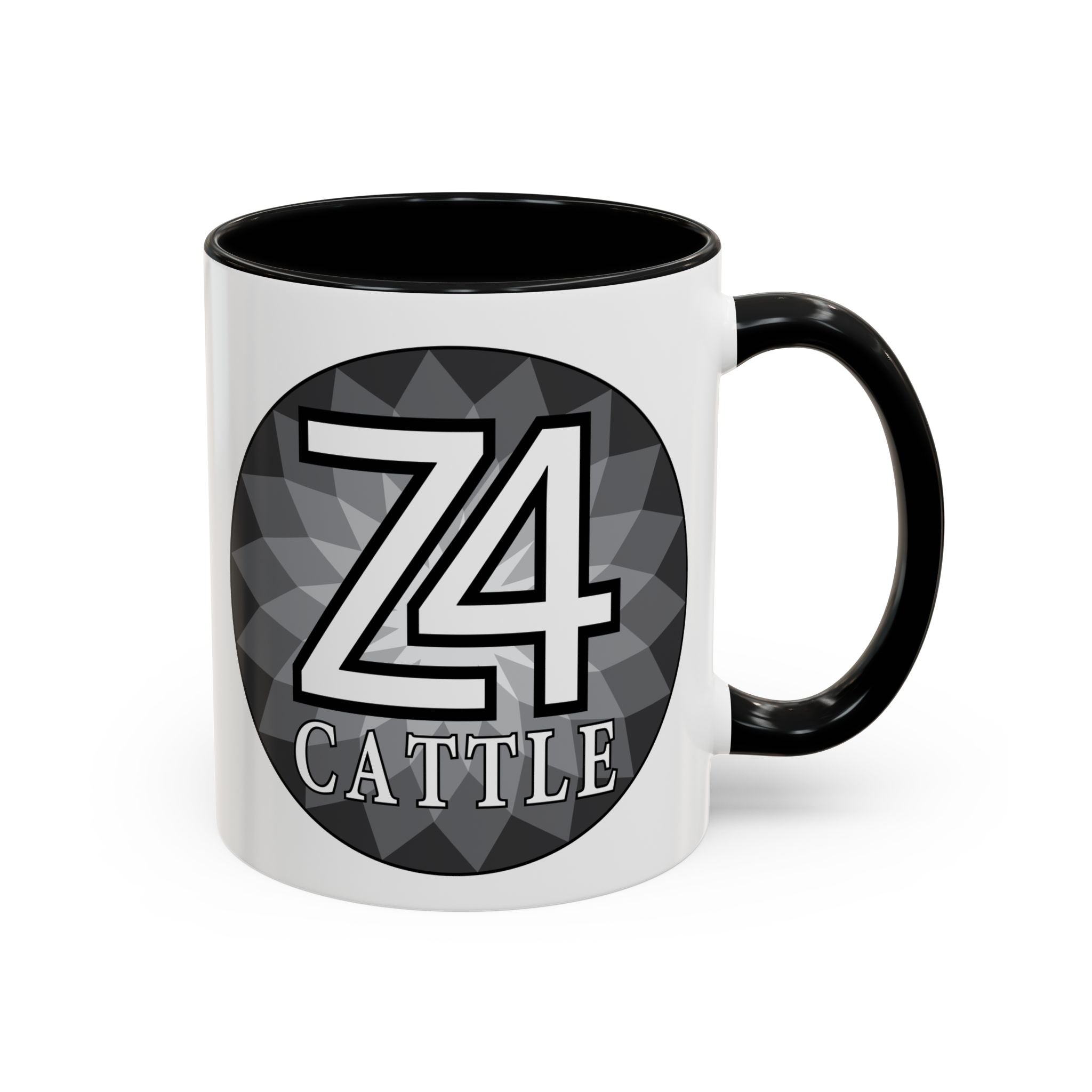 Z4 Cattle Accent Coffee Mug – Black Handle & Rim, Farm Ranch Livestock Gift