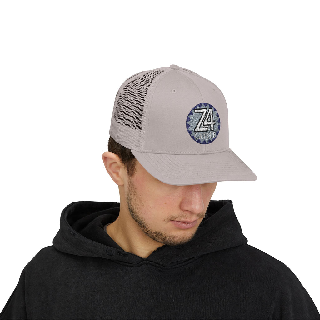 Z4 Embroidered Trucker Cap — Vintage Denim Patch Snapback