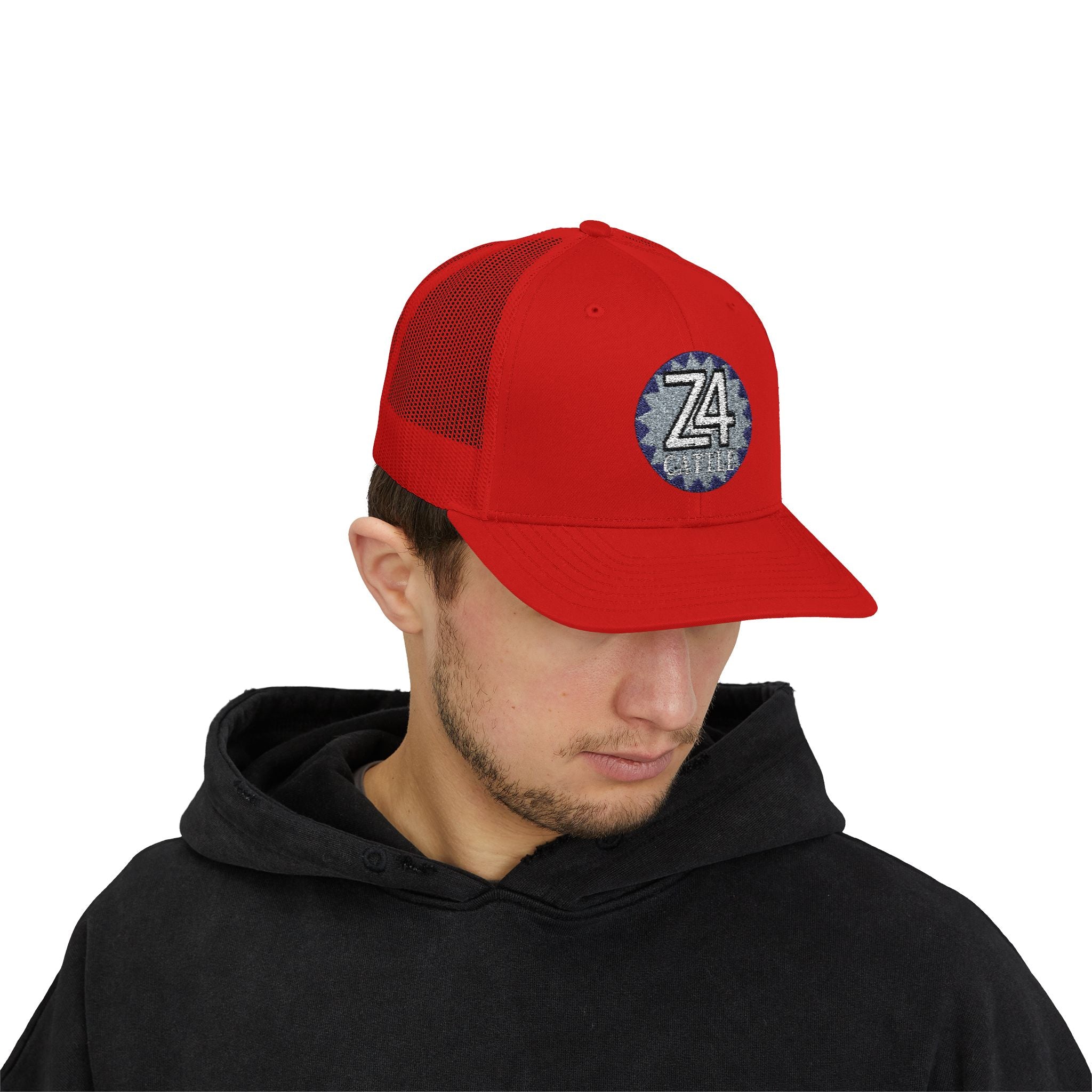 Z4 Embroidered Trucker Cap — Vintage Denim Patch Snapback