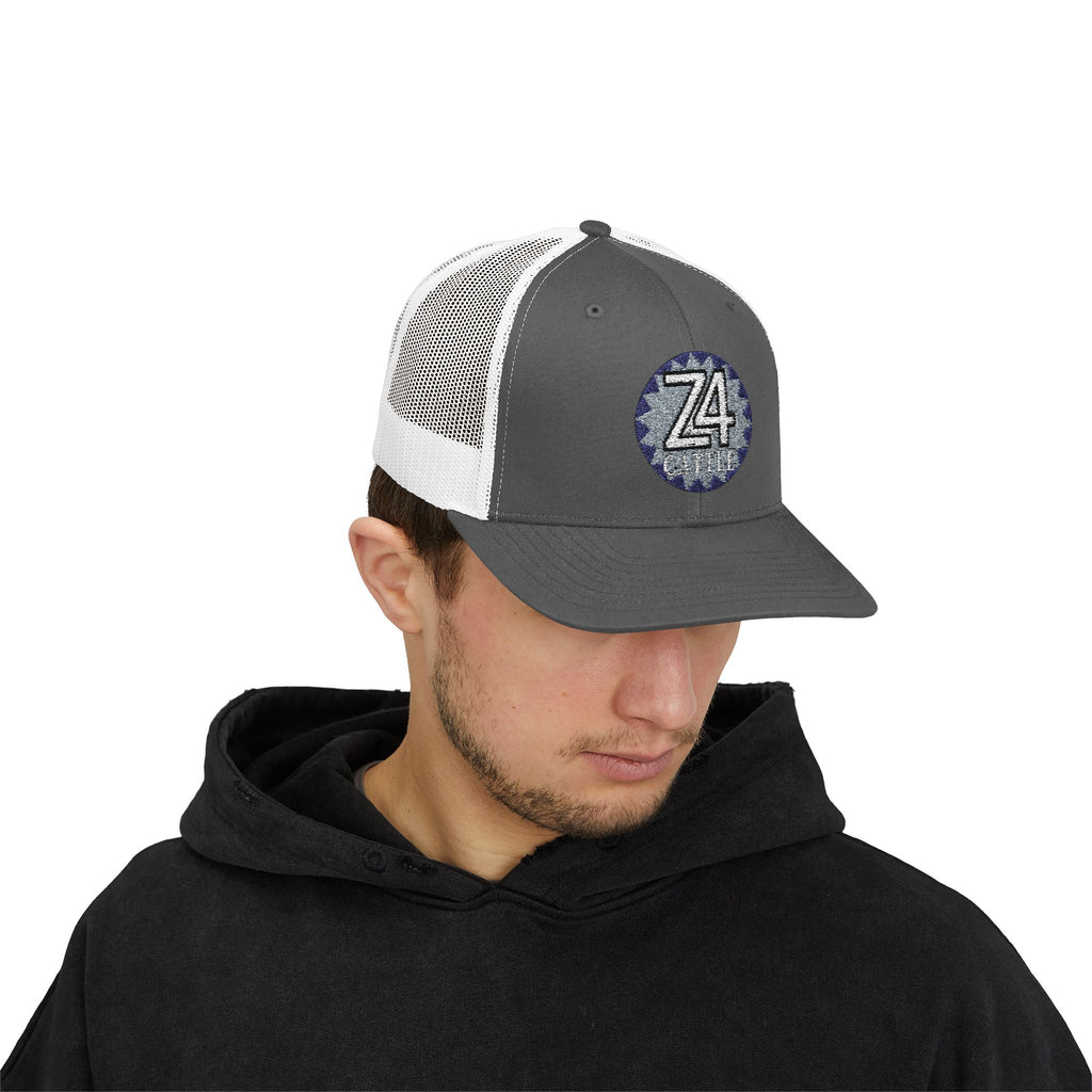 Z4 Embroidered Trucker Cap — Vintage Denim Patch Snapback