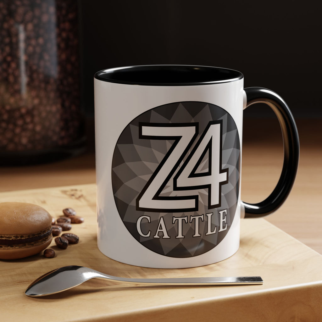 Z4 Cattle Accent Coffee Mug – Black Handle & Rim, Farm Ranch Livestock Gift